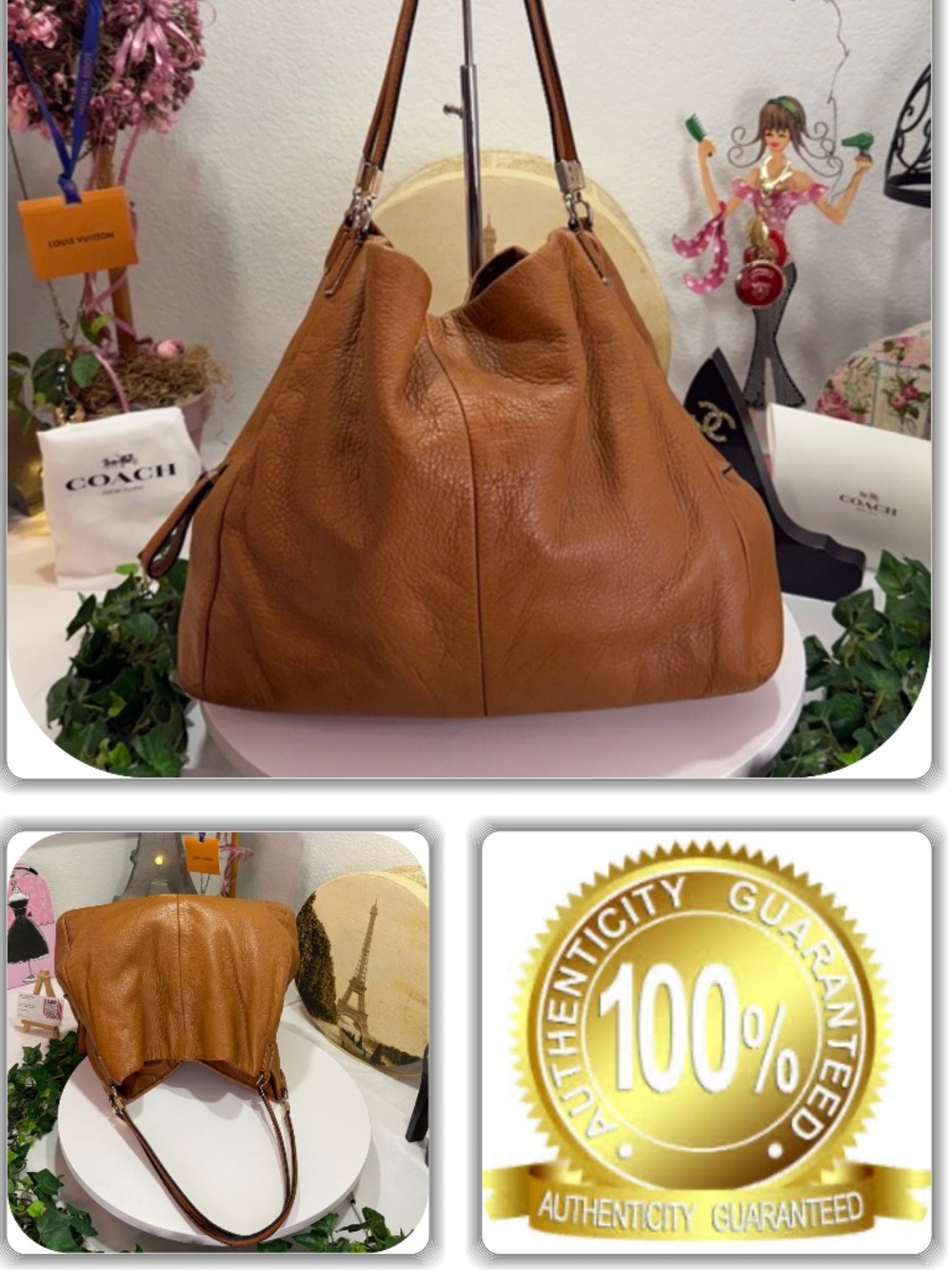 COUTURE COACH LEATHER HOBO HANDBAG!